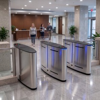 Torniquete Deslizante de Acero Inoxidable con Lector de Tarjetas RFID Anti-Colisión, Protección IP54, Operación Bidireccional, para Edificios de Oficinas y Gobiernos