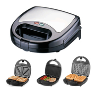 Machine à sandwich électrique 3-en-1 en plastique, gaufrier et grill avec plaques amovibles antiadhésives, appareil de cuisine pour usage domestique