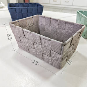 Panier de rangement tissé rectangulaire gris, vert, bleu, noir, écologique, organiseur de vêtements, panier de rangement pour la maison et le bureau - Product Image 5