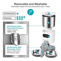 Gamelles et distributeurs d'aliments pour animaux de compagnie très populaires – Distributeur automatique rond pour chats de 4,5 L avec fenêtre supérieure, gamelle en acier inoxydable pour chiens et plusieurs animaux