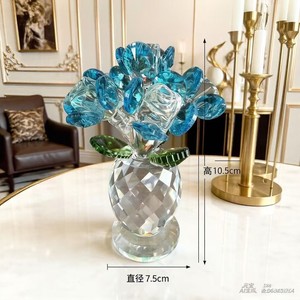Crystal Rose Ornament Heart Shape 130x110x95mm Internal Engraving Home Decoration Gift - Product Image 2