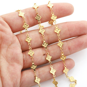 Stainless Steel Four Leaf <b>Clover</b> Chain Gold Plated For <b>Bracelet</b> Making Jewelry Findings H1533 - Product Image 2