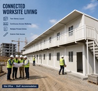 Bâtiment modulaire à deux niveaux en conteneurs préfabriqués, bureau de chantier et logement pour le personnel avec aménagement multi-pièces