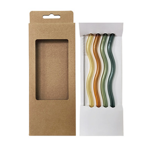 Juego de Pajitas de Vidrio de Borosilicato Onduladas, Coloridas y Reutilizables, con Cepillo de Limpieza, Accesorios Ecológicos para <span class=keywords><strong>Bar</strong></span> - Product Image 4