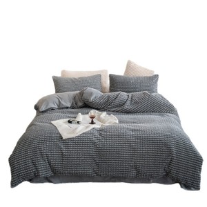High End Light Luxury Milk Fleece Four Piece Bedding Set Thickened Warm <b>Double</b> Sided Winter Solid Color - Product Image 3