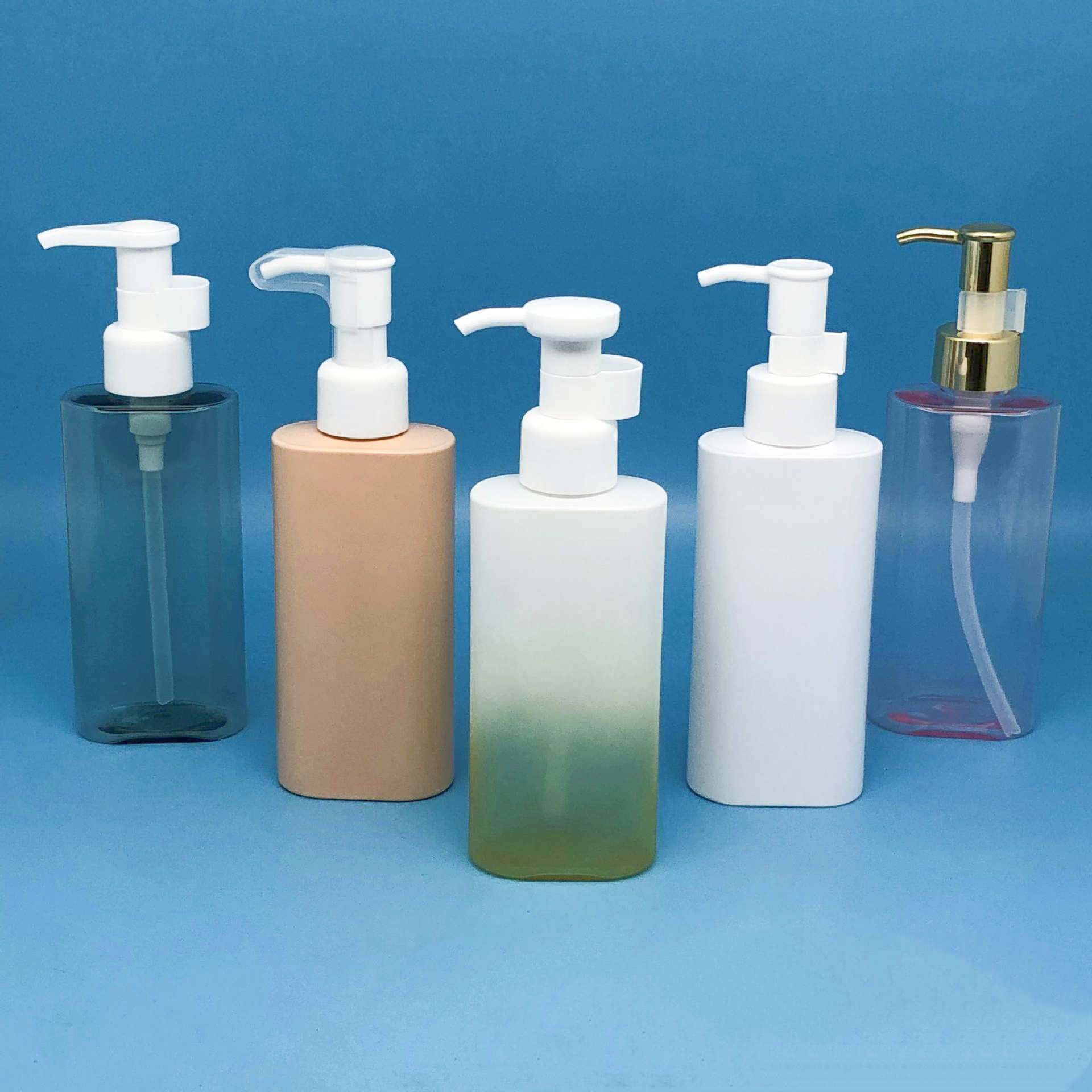 オイルクレンザー  　1本　(ディスペンサー付き)& ソープ　1個 楕円形のグラデーションつや消しプラスチック化粧用リムーバー