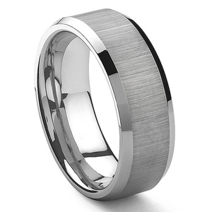 Anello da uomo in carburo di tungsteno lucido, smussato, spazzolato, sfaccettato, con vestibilità comoda - Product Image 3