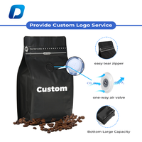 Customized Logo Brown Kraft Paper Flat Bottom Pouch Compostable Biodegradable 1kg Cafe Bean Tea One Valve Coffee Packaging Bag