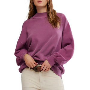 Sudadera de Manga Larga Elástica y Ajustada con Cuello Alto para Mujer, Diseño ODM con Logotipo Frontal para Tiendas de Ropa de Boutique - Product Image 1