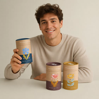 Boîte cadeau en tube de papier réutilisable, écologique, personnalisée OEM, avec logo en relief et ruban, pour événements promotionnels de mariage