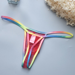 Ropa Interior <span class=keywords><strong>Gay</strong></span> para Hombre, Sexy, de Malla Elástica, con Estampado de Arcoíris, Cintura Baja, Transparente, sin Costuras - Product Image 4