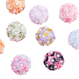 Acrylic Flower Pearl-Centered Flower Balls 20mm Beads with Straight Holes Colorful for <b>Phone</b> Chains Key Chains Bag Chains - Product Image 3