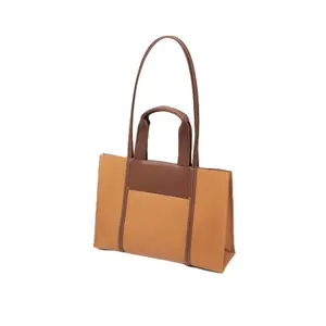 Оптовая продажа, Повседневная сумка, коричневая кожаная сумка с ручками, пустая роскошная сумка для офиса, женская сумка-тоут, кожаная сумка для женщин