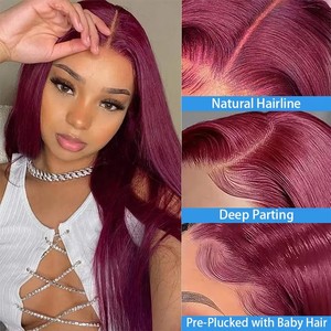 Pelucas de cabello humano con reflejos de colores, cabello vietnamita crudo prearrancado, sin pegamento para mujeres, 4x4 Hd, onda profunda transparente - Product Image 3