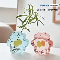 Vase à fleurs en verre borosilicate de haute qualité, simple et coloré, fait à la main, style nordique, transparent, pour arrangement hydroponique, table à manger