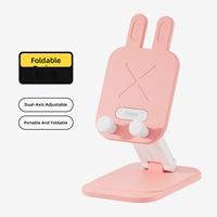 Support de téléphone pliable en forme de lapin mignon, rotatif à 360°, réglable, support de téléphone portable universel pour bureau