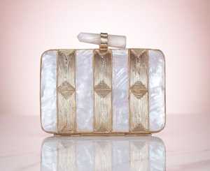 Luxury Crafts Handcrafted Designer Brass Mother Pearl Clutch Bag for <b>Bridal</b> Evening or Wedding Use - Product Image 1