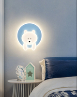 Applique murale à LED pour chambre à coucher Lampe murale créative en forme d'ours du vent Décoration mignonne Lampe murale en forme de nuage pour chambre d'enfants Vente en gros