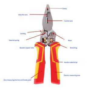 9-in-1多機能厚電気技師プライヤーストリッピングケーブル切断圧着力テストワイヤー引きDIYオート - Product Image 6