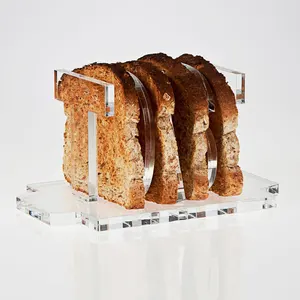 Clear Acrylic Toast Bread Stand Rack Crystal Toast Rack Holding 4 Slice Holes Bread Display Stand Portable Bread Holder
