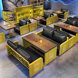 SUNYARD Ensemble de mobilier de bar et de restauration de style industriel en bambou, avec banquette de salon, pour bars à vin, pubs, cafés, conteneurs, salons de thé et restaurants à thème musical - Product Image 2