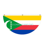 Drapeau en éventail des Comores avec boucle en cuivre, drapeau semi-circulaire, en polyester, décoration murale de cour pour fête