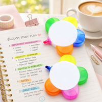 Marcador Fluorescente 5 en 1 con Forma de Estrella y Pétalos de Flor, Personalizable con Logotipo, Regalo Promocional