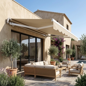 Auvent rétractable <span class=keywords><strong>motorisé</strong></span>, longueur : 4,5 m, déport : 2 m, imperméable, protection solaire et pluie, avec télécommande pour terrasse et jardin - Product Image 1