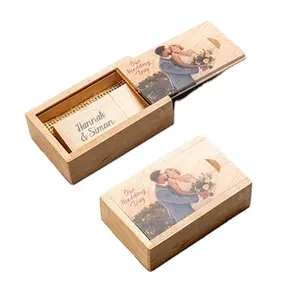 Fancy China Wooden Handmade Christmas Gift Box Photo USB Storage with Slide Cover Wholesale