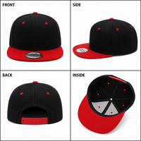 Casquette Snapback personnalisée bicolore à visière plate, 6 panneaux, vierge, style baseball, fermeture ajustable, unisexe, streetwear, vente en gros, OEM, faible MOQ