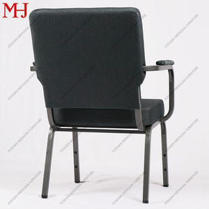 Sillas de Iglesia de Segunda Mano al por Mayor con Reposabrazos, Cómodas, de Metal, Modernas, Grises, Económicas, Encajables - Product Image 2