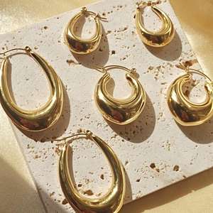 ต่างหูห่วงสแตนเลส MICCI ชุบทอง 18k PVD ต่างหูแฟชั่นสำหรับผู้หญิง ขายส่ง ต่างหูแบบคละแบบ - Product Image 6