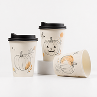 Gobelets à café en papier pour Halloween, livraison directe d'usine, faible MOQ, toutes tailles, gobelets à café écologiques