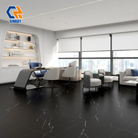 Carreaux de porcelaine effet marbre Nero Marquina 600x600mm - Antibactériens, antidérapants, design moderne pour salle de bain, appartement, villa, bordures et accents