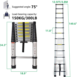 Conversión versátil <span class=keywords><strong>de</strong></span> escalera en A y escalera recta. Unidad compacta y retráctil para mantenimiento del hogar y limpieza <span class=keywords><strong>de</strong></span> ventanas exteriores - Product Image 5