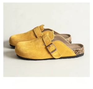 รองเท้าลำลองดีไซน์หรู หนังแท้ พื้นยาง รองรับแรงกระแทกได้ดี เหมาะสำหรับฤดูร้อน รองเท้าสวมแบบสลิปออนสำหรับผู้หญิง ปิดนิ้วเท้า ครึ่งแบบรองเท้าแตะ - Product Image 5