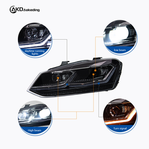 Conjunto de faros LED modificados AKD para VW Polo 2011-2018 con lente de proyector dual L y luz diurna DRL con señal de giro. - Product Image 3
