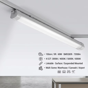 Luz LED Tri-Proof de Ahorro de Energía, 150cm 5ft 60W, Hasta 140lm/W, IP67 IK10, Conectable, con Controlador Tridonic Osram, Iluminación para Almacenes - Product Image 5