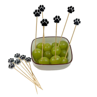 Griffe noire bambou brochette jetable alimentaire Dessert cure-dents Cupcake décoration fête des enfants 100 pièces Pack