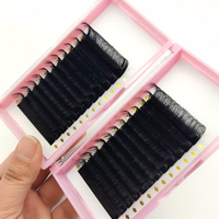 Plateaux à cils avec logo personnalisé vente en gros extensions de cils à volume facile à ventiler fournitures d'extension de cils en cachemire velours noir mat foncé
