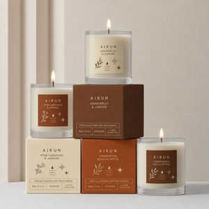 Bougie parfumée artisanale de luxe AIKUN en cire de soja naturelle, longue durée, dans un bocal en verre, pour la maison, les anniversaires, la Saint-Valentin - Product Image 1