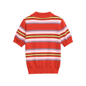 Trafshe Chic Của Phụ Nữ 2-Mảnh Thiết Lập Giản Dị Màu Đỏ Sọc Vải Dệt Kim Đàn Hồi Ngắn Tay Áo Top Pleat <span class=keywords><strong>Mini</strong></span> Váy Cho Mùa Xuân Mùa Hè - Product Image 3