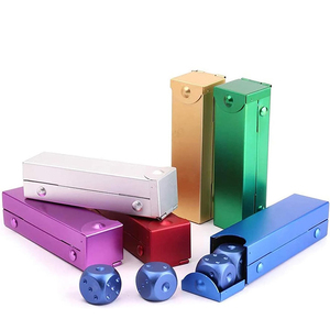 5pcs kim loại xúc xắc với trường hợp vuông 16mm Hợp kim nhôm xúc xắc với hình chữ nhật di động Hộp bảng trò chơi quà tặng cho Tabletop Poker trò chơi - Product Image 1