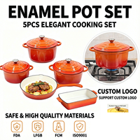 Ensemble de batterie de cuisine antiadhésive 5 pièces, compatible four, avec faitout, poêle et casseroles, pour cuisinières à induction et à gaz