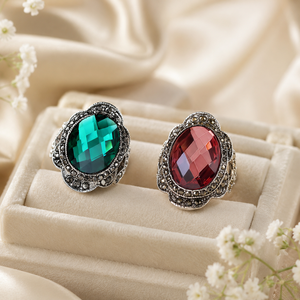 Bague rétro en pierre violette émeraude, design personnalisé, bijoux à porter au quotidien pour femmes - Product Image 6