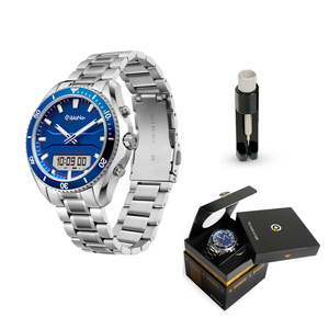 Montre musulmane QiblaNav de luxe automatique numérique en acier inoxydable avec <span class=keywords><strong>boussole</strong></span> islamique, fonction Azan, phases de lune et étanchéité 20m - Product Image 1