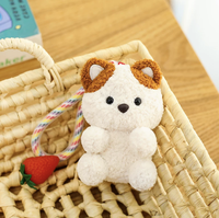 Porte-clés en peluche, breloque de sac animal, mini pendentif en peluche, jouet en peluche Kawaii, porte-clés avec cordon tressé, peluche Panda, peluche Dinosaure, assortiment
