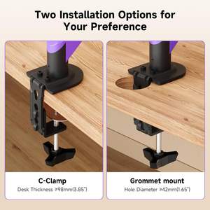 Support d'écran unique réglable pour moniteurs <span class=keywords><strong>de</strong></span> 13 à 32 pouces, <span class=keywords><strong>bras</strong></span> <span class=keywords><strong>de</strong></span> <span class=keywords><strong>moniteur</strong></span> avec fixation VESA, base à pince et passant <span class=keywords><strong>de</strong></span> câble, compatible avec les moniteurs <span class=keywords><strong>de</strong></span> 4,4 à 19,8 lb - Product Image 3