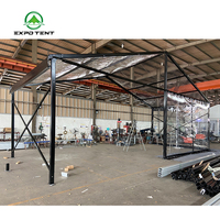 Grand cadre en aluminium pour l'extérieur, tente transparente de fête de mariage à portée supérieure, chapiteau en verre à cadre noir extensible, tentes à baldaquin pour événements