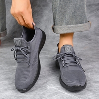 Chaussures de marche pour hommes, style baskets, imperméables, à semelle épaisse, à lacets, en maille respirante, pour l'été et le printemps